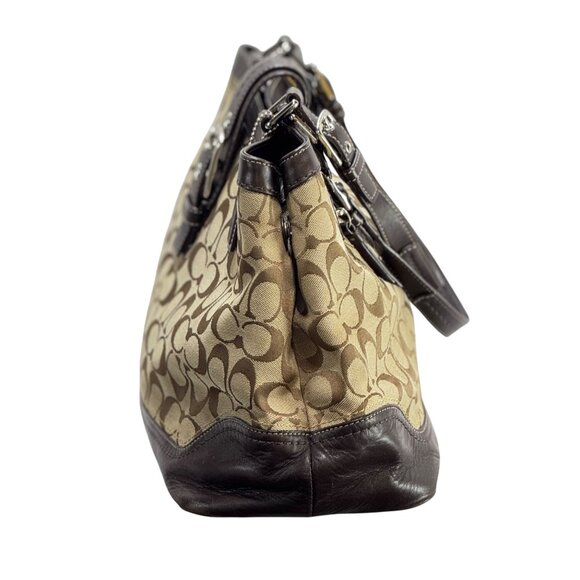 Coach Signature Women's Canvas & Leather Satchel Handbag Brown Dual Handles - Picture 4 of 13